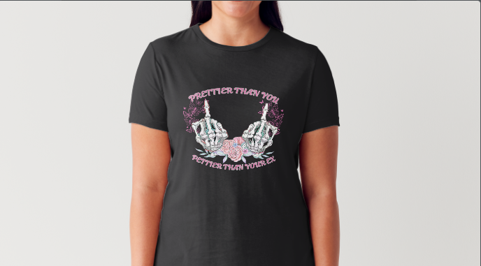 **Double Skelton Middle Finger** T-shirt