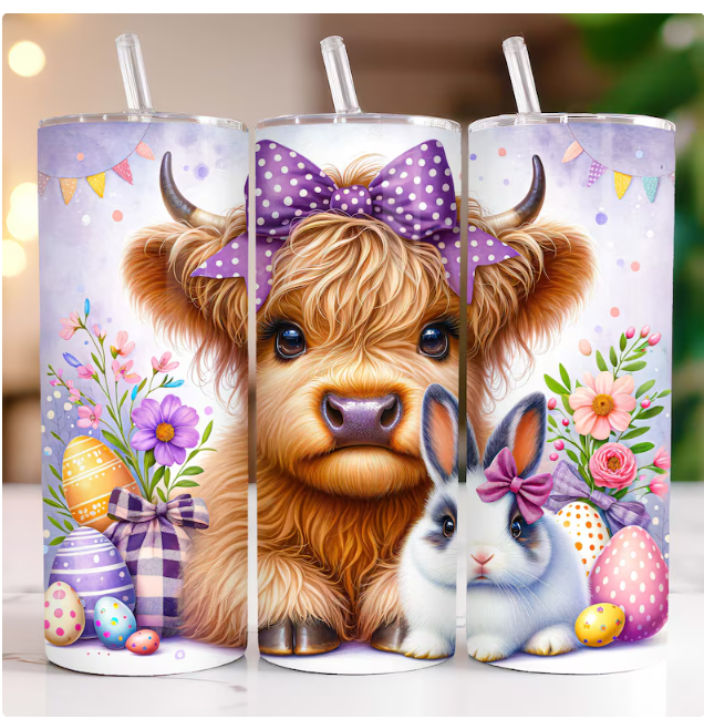 Higland Cow Bunny Easter Tumbler