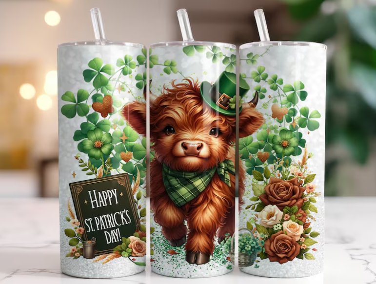 St. Patty's Day Highland Cow Tumbler